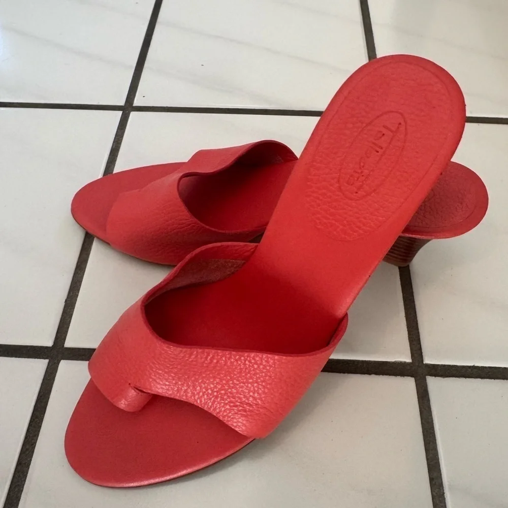 Talbots Red Platform Sandals with Wedge Heel